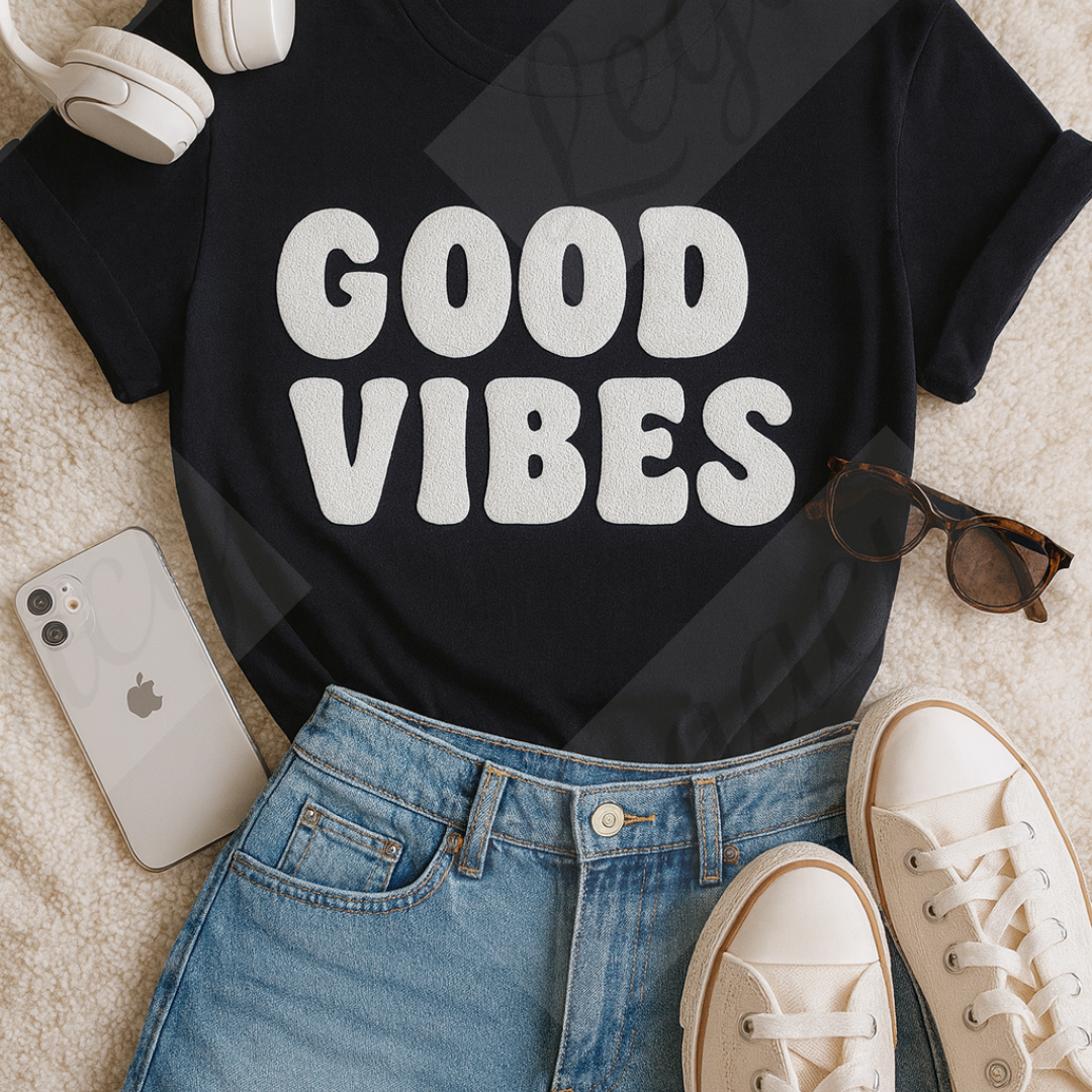 Good Vibes Damen T-Shirt Puff Effekt